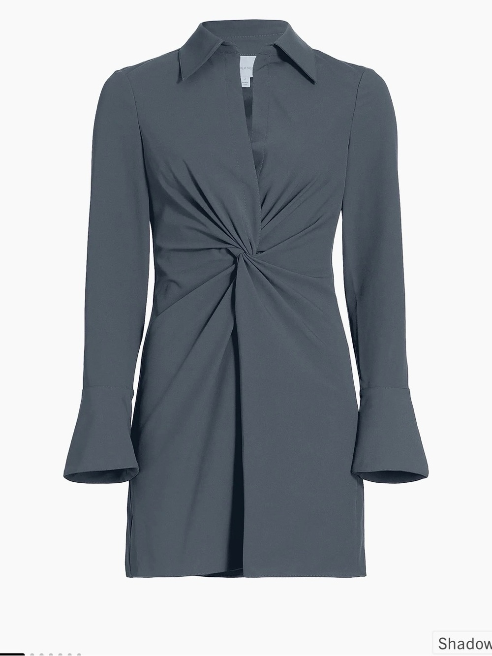 Cinq a Sept “McKenna” knot waist Long Sleeve mini Dress in Slate Gray Sz 2